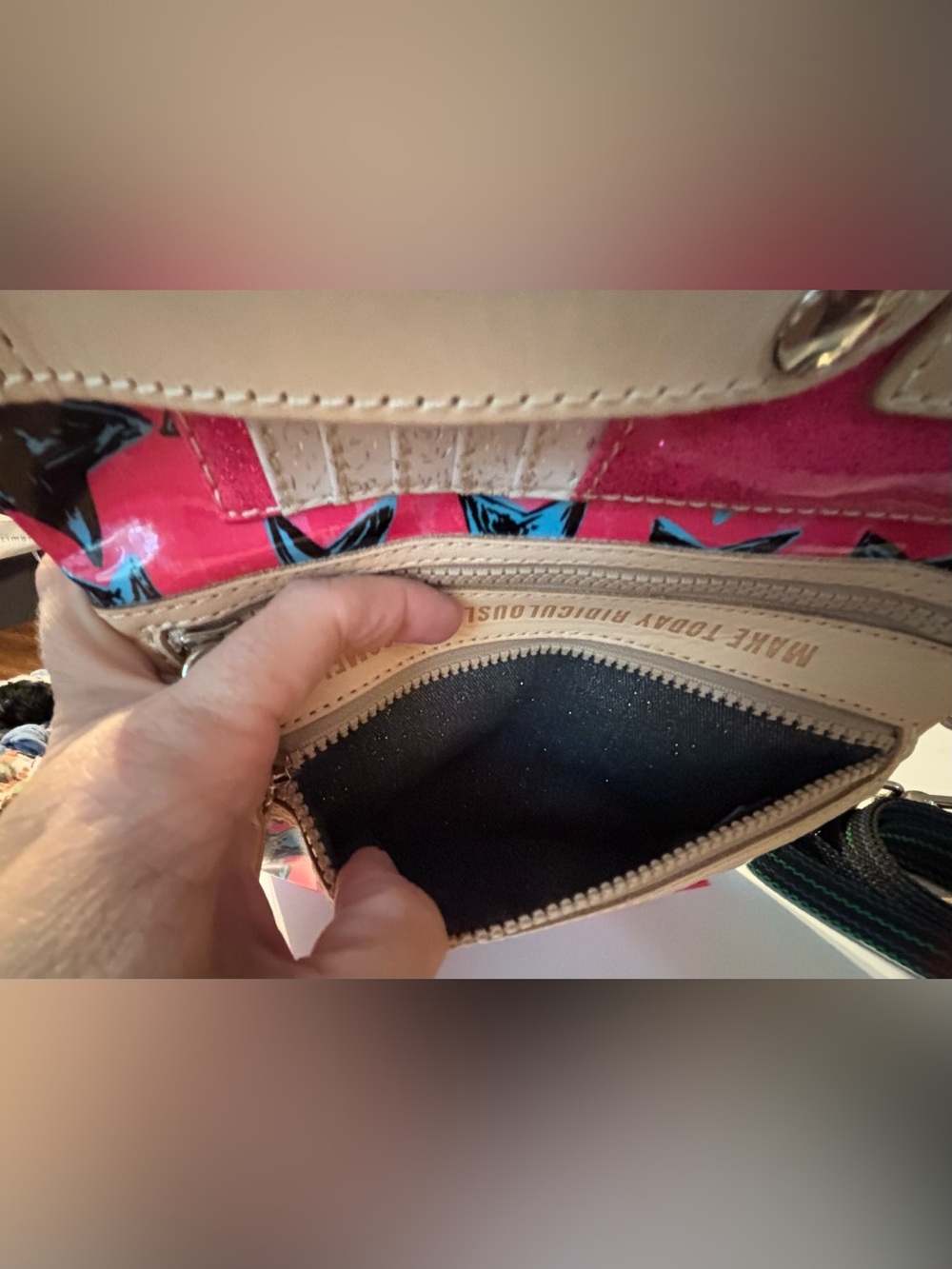 Consuela Pink Crossbody with Blue and Black Stars - Picture 7 of 7